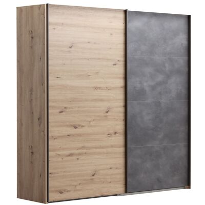 COMPOSAD | Kleiderschrank aus der SYSTEMA-Linie, Kleiderschrank mit 2 Schiebetüren, Schlafzimmer, (BxHxT) 200x223x67 cm, Honigeiche und Tadaograu, Made in Italy