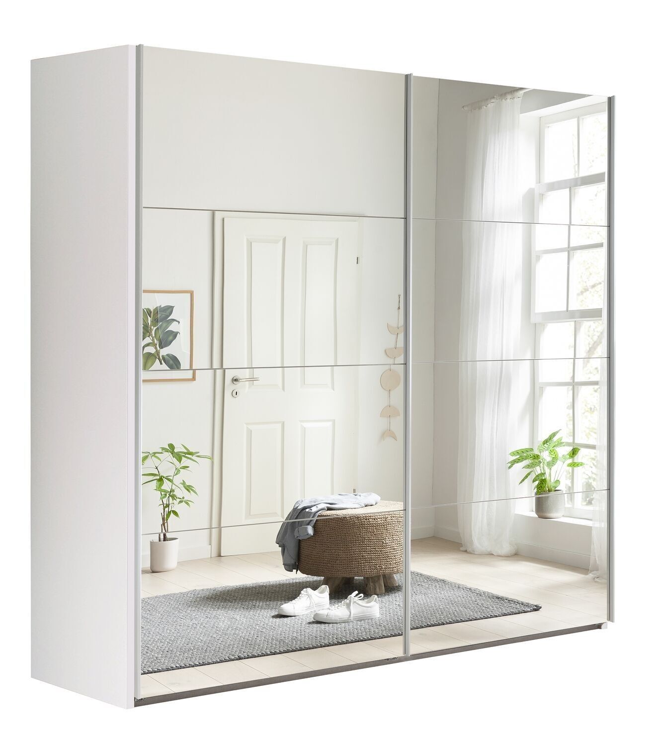 COMPOSAD | Armadio della Linea SYSTEMA, Armadio a 2 Ante Scorrevoli con Ante a Specchio, Camera da letto, (LxAxP) 250x223x67 cm, Colore Bianco, Made in Italy