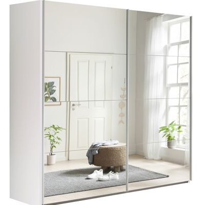 COMPOSAD | Wardrobe from the SYSTEMA Line, Wardrobe with 2 Sliding Doors with Mirrored Doors, Bedroom, (WxHxD) 250x223x67 cm, White Colour, Made in Italy