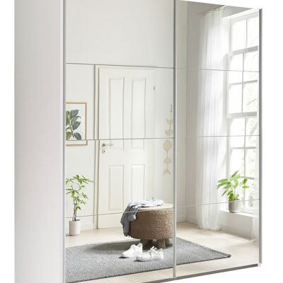 COMPOSAD | Kleiderschrank aus der SYSTEMA-Linie, Kleiderschrank mit 2 Schiebetüren mit Spiegeltüren, Schlafzimmer, (BxHxT) 200x223x67 cm, Farbe Weiß, Hergestellt in Italien