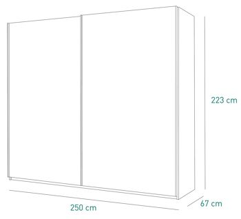 COMPOSADE | Armoire de la Ligne SYSTEMA, Armoire à 2 Portes Coulissantes, Armoire à Portes Miroir, (LxHxP) 250x223x67 cm, Chêne Miel et Blanc Laqué, Fabriquée en Italie 7