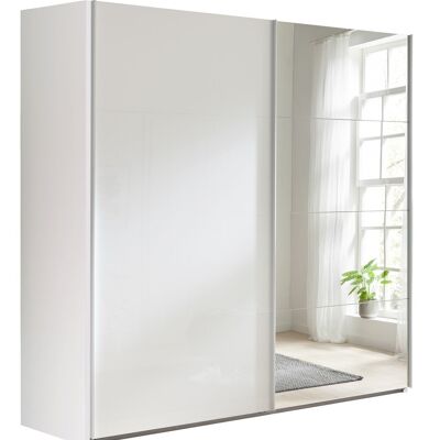 COMPOSAD | Kleiderschrank aus der SYSTEMA-Linie, Kleiderschrank mit 2 Schiebetüren mit Spiegeltüren, Schlafzimmer, (BxHxT) 250x223x67 cm, weiß lackiert, hergestellt in Italien