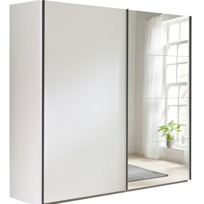 COMPOSAD | Wardrobe from the SYSTEMA Line, Wardrobe with 2 Sliding Doors, Mirrored Door Wardrobe, (WxHxD) 250x223x67 cm, White Top Matt Color, Made in Italy