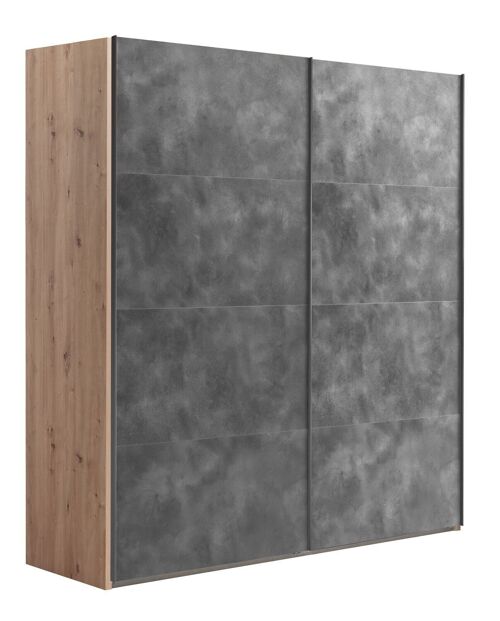 COMPOSAD | Armadio della Linea SYSTEMA, Armadio a 2 Ante Scorrevoli, Camera da Letto, (LxAxP) 200x223x67 cm, Colore Rovere oak Miele e Grigio Tadao, Made in Italy