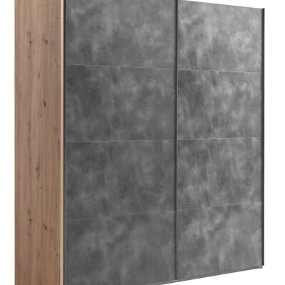 COMPOSAD | Wardrobe from the SYSTEMA Line, Wardrobe with 2 Sliding Doors, Bedroom, (WxHxD) 200x223x67 cm, Colour: Honey Oak and Tadao Grey, Made in Italy