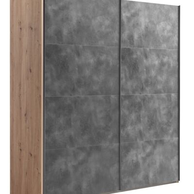 COMPOSAD | Armadio della Linea SYSTEMA, Armadio a 2 Ante Scorrevoli, Camera da Letto, (LxAxP) 200x223x67 cm, Colore Rovere oak Miele e Grigio Tadao, Made in Italy