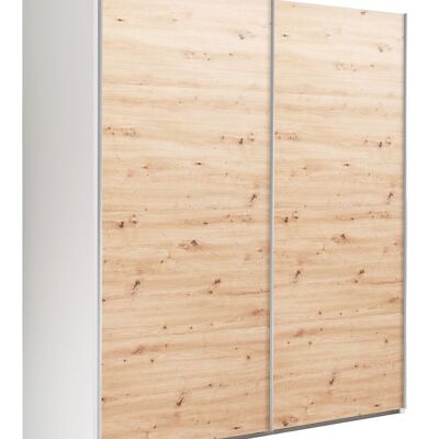 COMPOSAD | Wardrobe from the SYSTEMA Line, Wardrobe with 2 Sliding Doors, Bedroom, (WxHxD) 200x223x67 cm, Color White and Honey Oak Oak, Made in Italy