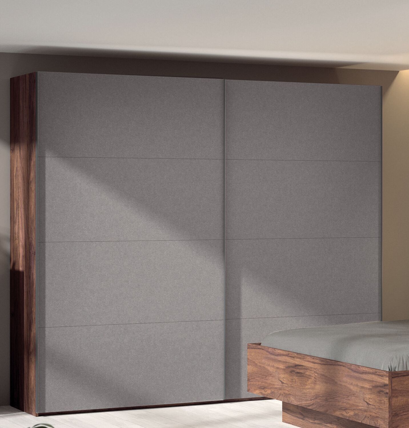 COMPOSAD | Armadio della Linea AUDACE, Armadio a 2 Ante Scorrevoli, Camera da Letto, (LxAxP) 250x223x67 cm, Colore Noce Brera e Haitabu, Made in Italy