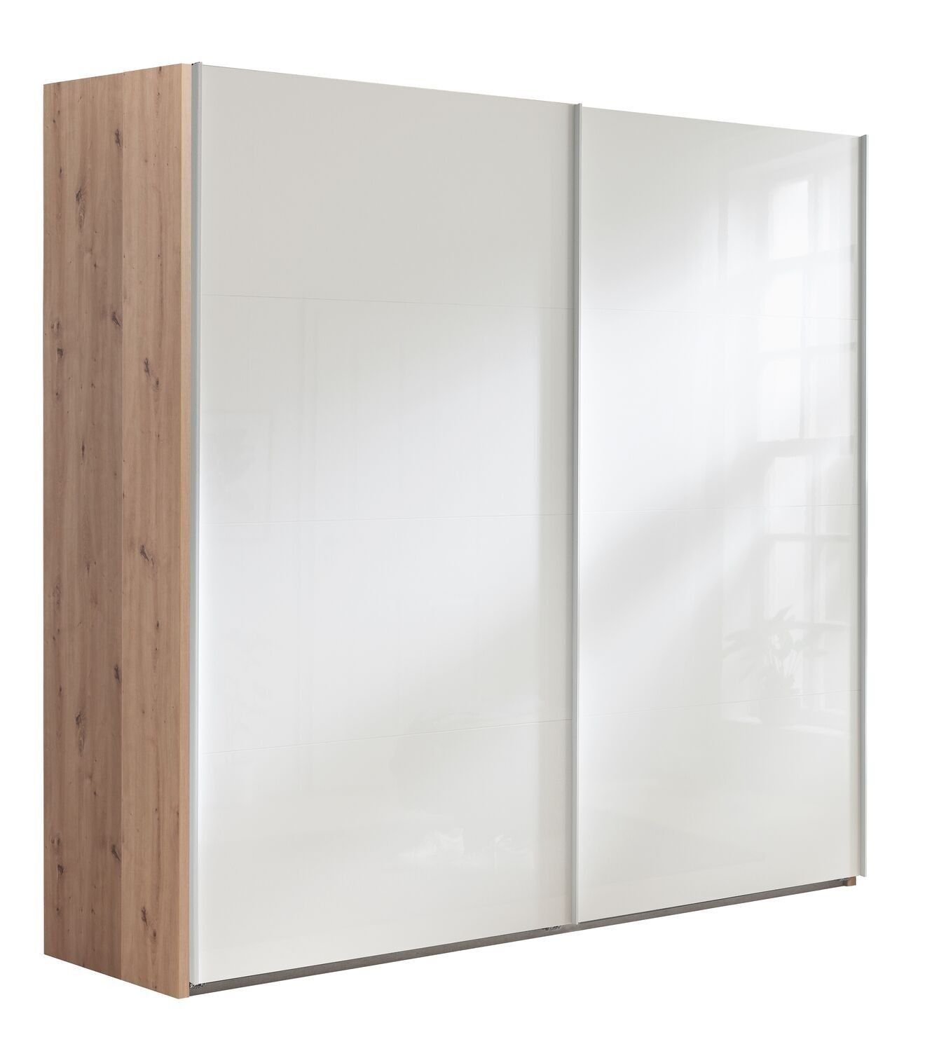 COMPOSAD | Kleiderschrank aus der SYSTEMA-Linie, Kleiderschrank mit 2 Schiebetüren, Schlafzimmer, (BxHxT) 250x223x67 cm, Honigeiche und weiß lackiert, hergestellt in Italien