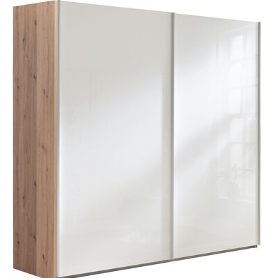 COMPOSADO | Armario de la Línea SYSTEMA, Armario con 2 Puertas Correderas, Dormitorio, (AnxAlxPr) 250x223x67 cm, Color: Roble Miel y Lacado Blanco, Made in Italy