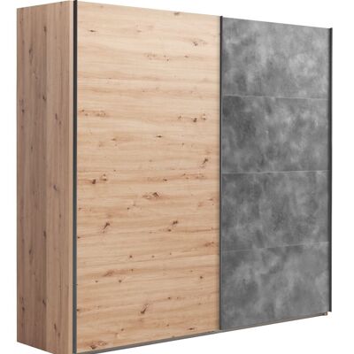 COMPOSAD | Kleiderschrank aus der SYSTEMA-Linie, Kleiderschrank mit 2 Schiebetüren, Schlafzimmer, (BxHxT) 250x223x67 cm, Honigeiche und Tadaograu, Made in Italy