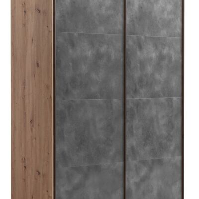 COMPOSAD | Wardrobe from the SYSTEMA Line, Wardrobe with 2 Sliding Doors, Bedroom, (WxHxD) 150x223x67 cm, Honey Oak and Tadao Grey, Made in Italy
