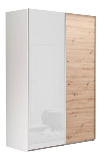 COMPOSADE | Armoire de la Ligne SYSTEMA, Armoire avec 2 Portes Coulissantes, Chambre, (LxHxP) 150x223x67 cm, Chêne Miel et Couleur Blanc Laqué, Fabriquée en Italie