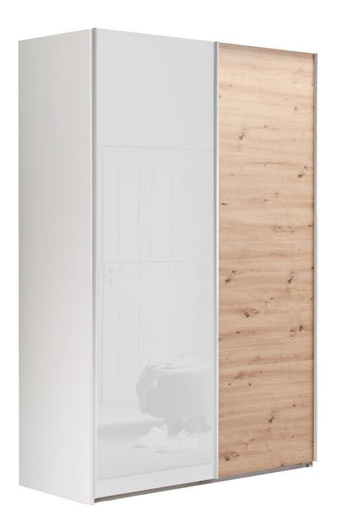 COMPOSAD | Armadio della Linea SYSTEMA, Armadio a 2 Ante Scorrevoli, Camera da Letto, (LxAxP) 150x223x67 cm, Colore Rovere Oak Miele e Bianco Laccato, Made in Italy