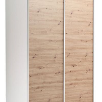 COMPOSAD | Wardrobe from the SYSTEMA Line, Wardrobe with 2 Sliding Doors, Bedroom, (WxHxD) 150x223x67 cm, Color White and Honey Oak Oak, Made in Italy