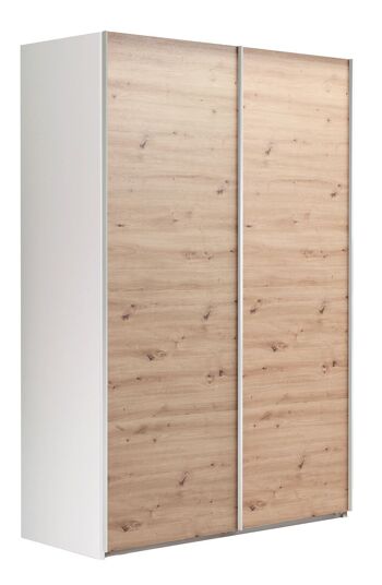 COMPOSADE | Armoire de la ligne SYSTEMA, armoire avec 2 portes coulissantes, chambre à coucher, (LxHxP) 150x223x67 cm, couleur blanc et chêne miel, fabriquée en Italie