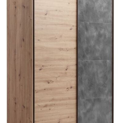COMPOSAD | Wardrobe from the LAFABRICA Line, Wardrobe with 2 Sliding Doors, Bedroom, (WxHxD) 150x223x67 cm, Honey Oak and Tadao Grey, Made in Italy