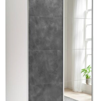 COMPOSAD | Armadio della Linea SYSTEMA, Armadio a 2 Ante Scorrevoli, Camera da Letto, (LxAxP) 150x223x67 cm, Colore Grigio Tadao e Bianco Top Matt, Made in Italy