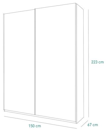 COMPOSADE | Armoire de la Ligne SYSTEMA, Armoire à 2 Portes Coulissantes, Armoire à Portes Miroir, (LxHxP) 150x223x67 cm, Chêne Miel et Blanc Laqué, Fabriquée en Italie 7