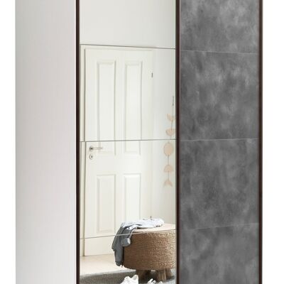 COMPOSAD | Kleiderschrank aus der SYSTEMA-Linie, Kleiderschrank mit 2 Schiebetüren mit Spiegeltüren, Schlafzimmer, (BxHxT) 150x223x67 cm, Weiß und Tadaograu, Hergestellt in Italien