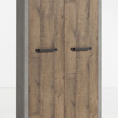 COMPOSAD | Mobile Wardrobe from the LAFABRICA Line with 2 Doors, Entrance Cabinet, Space Saving Container, (WxHxD) 80x190x35 cm, Oak and Cement Colour, entrance, Closet, Made in Italy