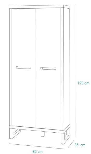 COMPOSADE | Armoire mobile de la ligne LAFABRICA avec 2 portes, meuble d'entrée, conteneur gain de place, (LxHxP) 80x190x35 cm, couleur chêne et ciment, entrée, placard, fabriquée en Italie 4