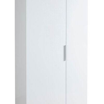 COMPOSAD | Multipurpose wardrobe from the Mundi line with 2 doors and 6 shelves, wardrobe cabinet, entrance cabinet, (WxHxD) 82.30x189.60x35.20 cm, lacquered white and oak, Made in Italy