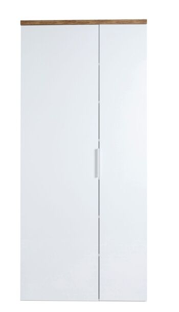COMPOSADE | Armoire polyvalente de la ligne Mundi avec 2 portes et 6 étagères, armoire armoire, meuble d'entrée, (LxHxP) 82,30x189,60x35,20 cm, laqué blanc et chêne, Made in Italy 3