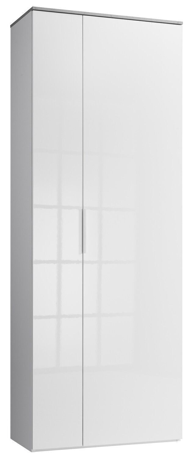 COMPOSADO | Armario de la Línea GALAVERNA con 2 Puertas, Armario de Entrada, Mueble de Almacenamiento que Ahorra Espacio, (AnxAlxPr) 70x188x35 cm, Cemento y Lacado Blanco, Entrada, Armario, Made in Italy