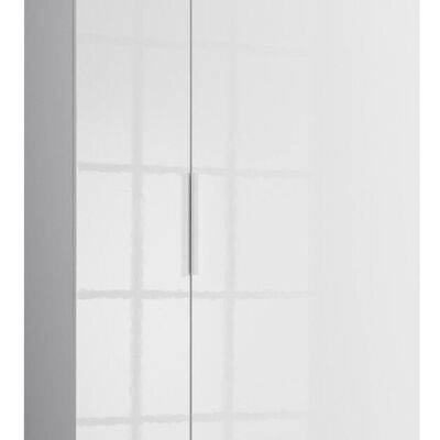 COMPOSAD | Kleiderschrank aus der GALAVERNA-Linie mit 2 Türen, Eingangsgarderobe, platzsparende Aufbewahrungseinheit, (BxHxT) 70x188x35 cm, Zement und weiß lackiert, Eingangsbereich, Schrank, Made in Italy