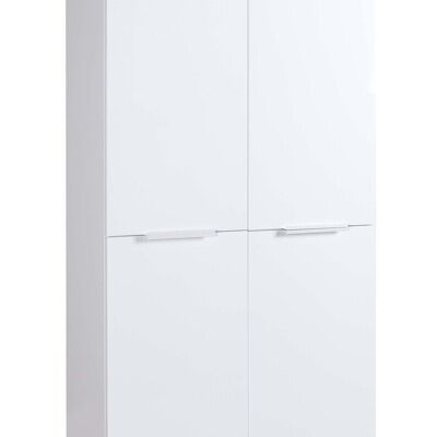 COMPOSAD | Mobile Wardrobe of the MUNDI Line with 4 Doors, Storage Unit, Space Saving, Multipurpose, (WxHxD) 80x200x35.1 cm, Lacquered white, Made in Italy