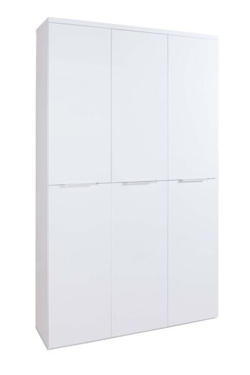 COMPOSADE | Armoire mobile de la ligne MUNDI avec 6 portes, meuble de rangement, gain de place polyvalent, (LxHxP) 119.8x200x35.1 cm, Laqué Blanc, Fabriqué en Italie 1