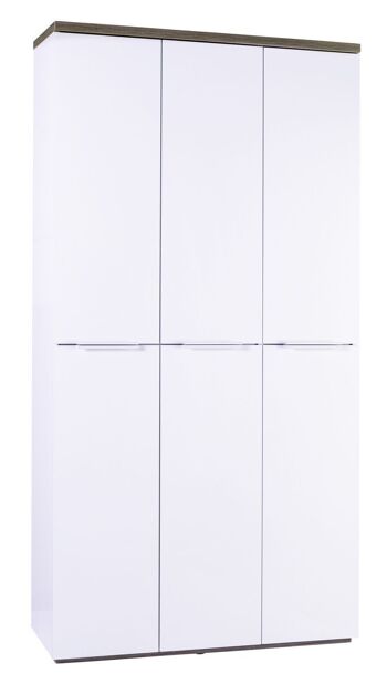 COMPOSADE | Armoire de la ligne MUNDI avec 6 portes, meuble de rangement, armoire avec étagères, (LxHxP) 101,50x199,30x35 cm, coloris chêne et blanc laqué, Made in Italy 1