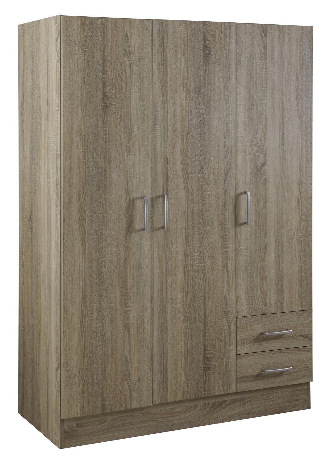 COMPOSADO | Armario de la línea FACILE con 3 puertas y 2 cajones, dormitorio, armario con puertas, (AnxAlxPr) 119,30x184,10x46,30 cm, color roble Sonoma, Made in Italy