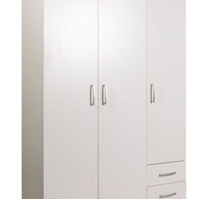 COMPOSAD | Wardrobe from the FACILE Line with 3 Doors and 2 Drawers, Bedroom, Wardrobe with Doors, (WxHxD) 119.30x184.40x46.30 cm, White Color Made in Italy
