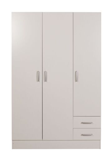 COMPOSADE | Armoire de la Ligne FACILE avec 3 portes et 2 tiroirs, chambre à coucher, armoire avec portes, (LxHxP) 119,30x184,40x46,30 cm, couleur blanc Made in Italy 2