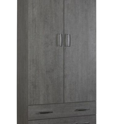 COMPOSAD | Wardrobe from the FACILE Line with 2 Doors and 2 Drawers, Wardrobe with Doors, Bedroom, (WxHxD) 81.90x184.40x46.30 cm, Cement Gray Color, Made in Italy