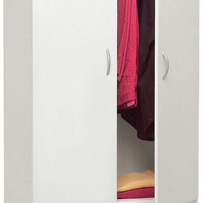 COMPOSAD | Kleiderschrank aus der FACILE-Linie mit 2 Türen und 2 Schubladen, Kleiderschrank mit Türen, Schlafzimmer, (BxHxT) 81,90x184,40x46,30 cm, weiße Farbe, Made in Italy