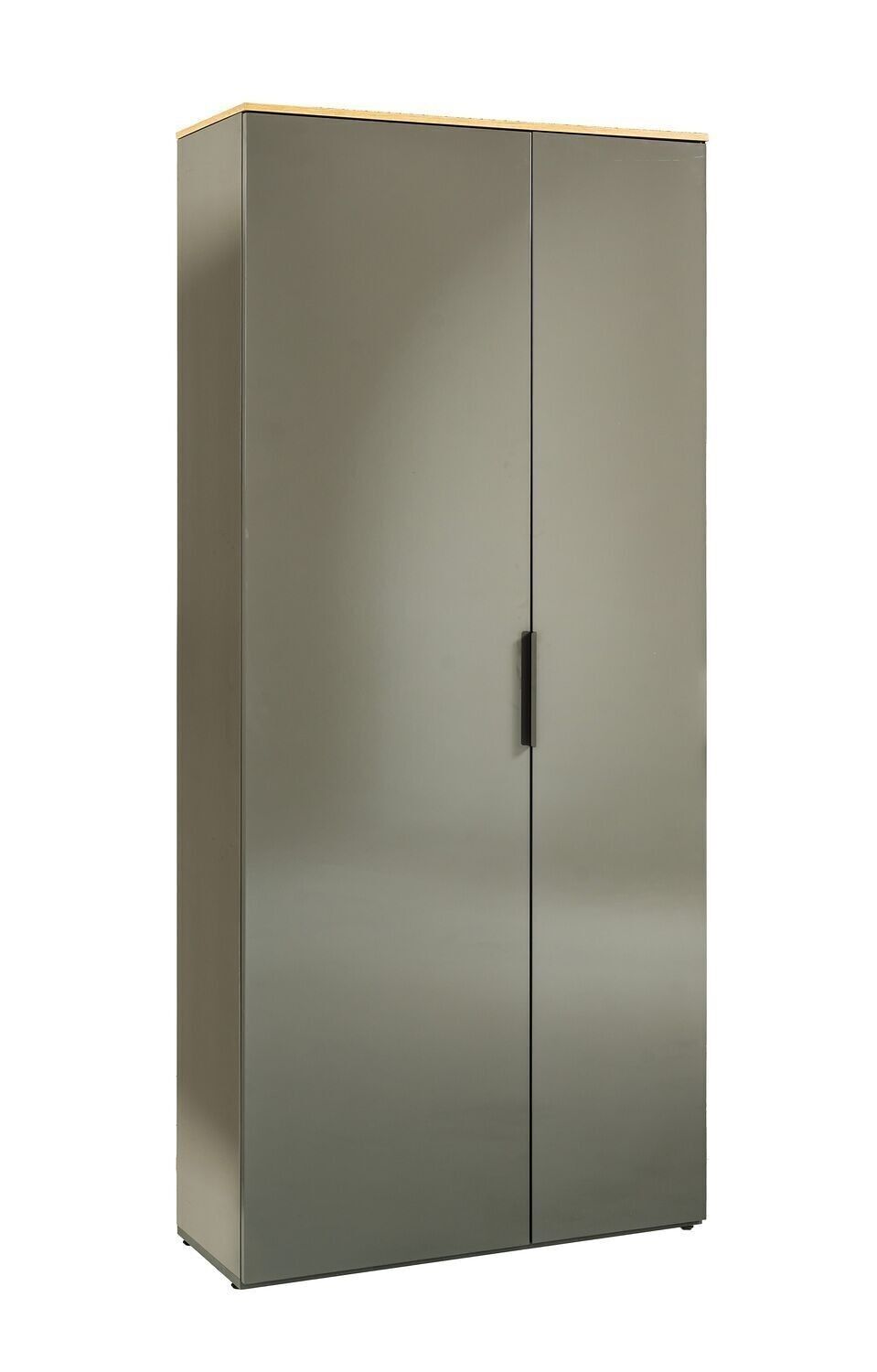 COMPOSADO | Mueble de la Línea GALAVERNA con 2 Puertas y 6 Estantes, Mueble de Entrada, Multiusos, Zapatero, (AnxAlxPr) 82,3x187,8x35,1 cm, Lacado Gris Titanio, Roble Miel, Made in Italy