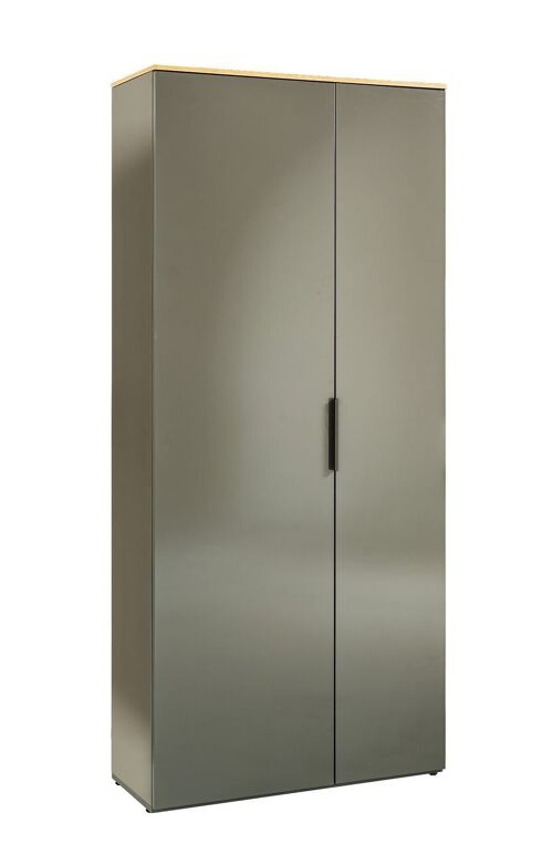 COMPOSAD | Cabinet from the GALAVERNA Line with 2 Doors and 6 Shelves, Entrance Cabinet, Multipurpose, Shoe Rack, (WxHxD) 83x187x35 cm, Lacquered Titanium Grey, Honey Oak, Made in Italy