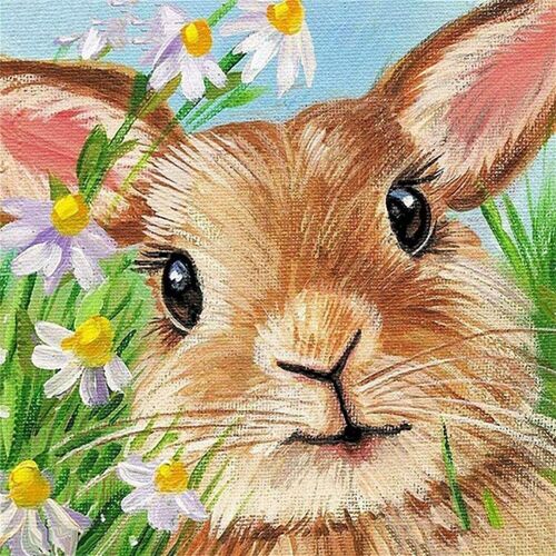 Diamond Painting Bunny, 30x30 cm, Round Drills