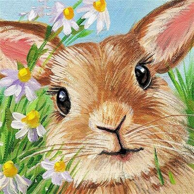 Diamond Painting Bunny, 30x30 cm, punte tonde