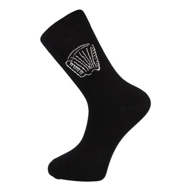 Socken mit eingewebtem weißen Akkordeon, Musik-Socken - Größe: 46/48