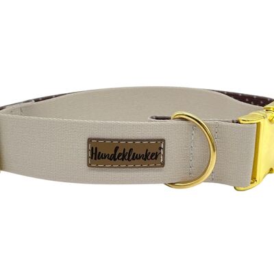 Dog collar beige (rPet) gold/silver