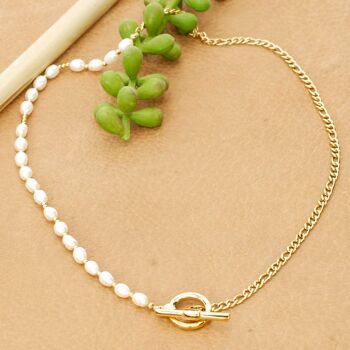 Collier acier et perles de Nacre 1