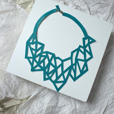 POLYGON - Bib necklace eco-leather, contemporary jewelry, handmade jewelery