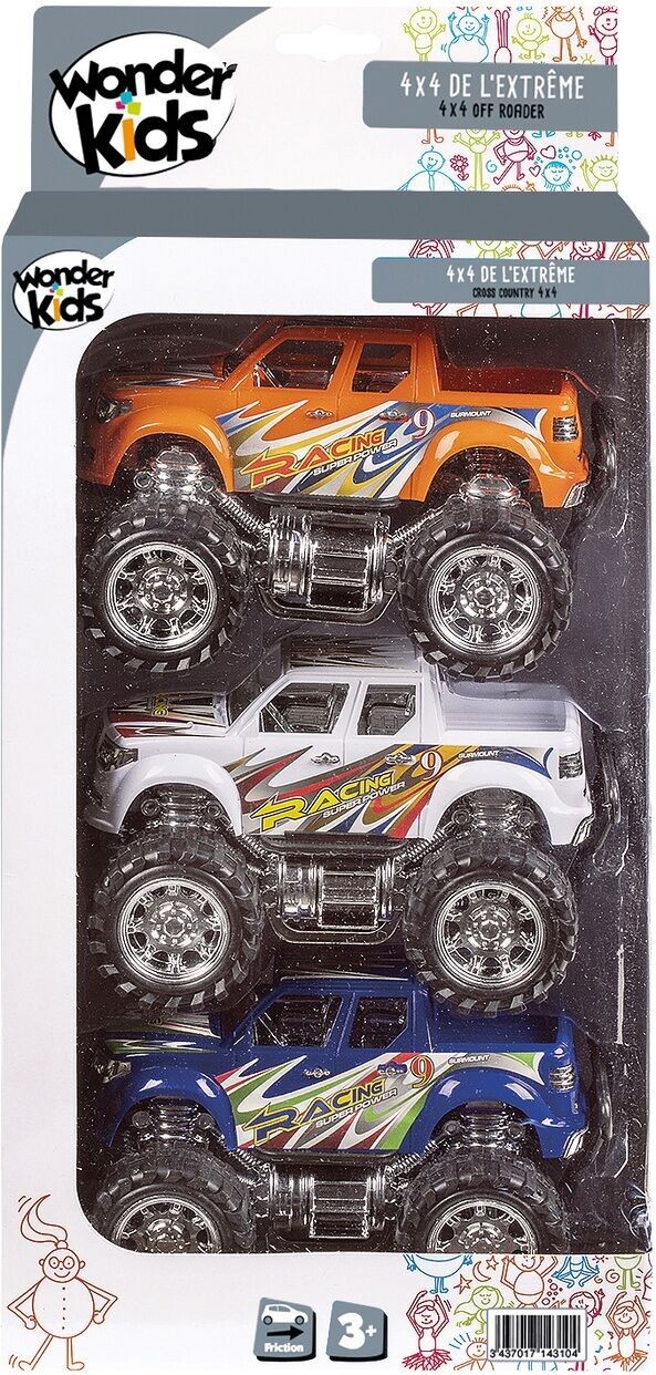 3 Geländefahrzeuge mit 15 cm Reibung – zufällig ausgewähltes Modell