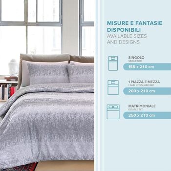 Dorian Home Parure de lit double 250 x 210 cm, housse de couette double en coton 100 % doux et pur, fabriquée en Italie, motif gouttes grises 3