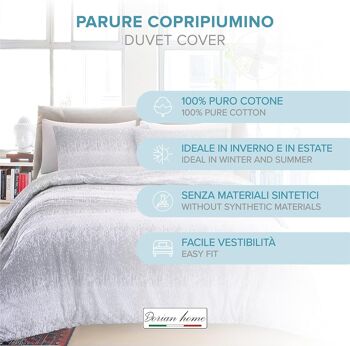 Dorian Home Parure de lit double 250 x 210 cm, housse de couette double en coton 100 % doux et pur, fabriquée en Italie, motif gouttes grises 5