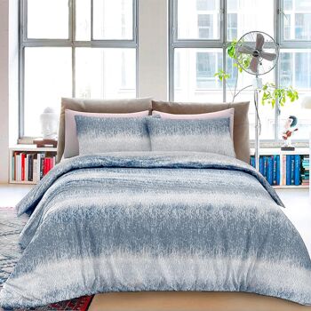 Dorian Home, Parure de lit double 200 x 210, 100 % coton doux et pur, fabriquée en Italie, motif gouttes bleu sarcelle 1